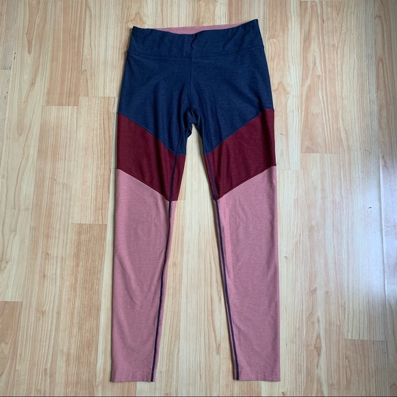 Outdoor Voices Pants - Outdoor Voices Large Color Block Leggings Pink Red Blue Colorblock